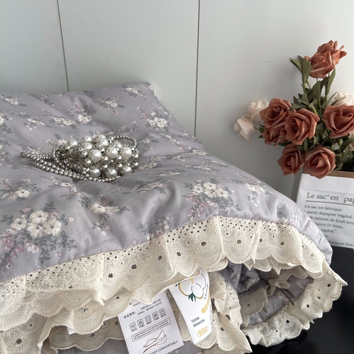 91家纺网 家纺一手货源 找家纺 莱豫2025新款法式纯棉夏被春秋被 花海紫