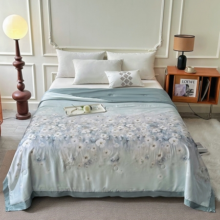 91家纺网 家纺一手货源 找家纺 博尔菲  2025年新款数码印花AB版两用大豆夏凉被空调被夏被 数码印花 AB版-暮蓝叠韵