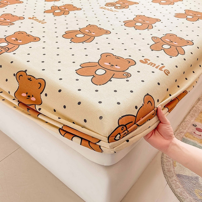 91家纺网 家纺一手货源 找家纺 晓时候2025新款老粗布床笠凉席 饼干熊