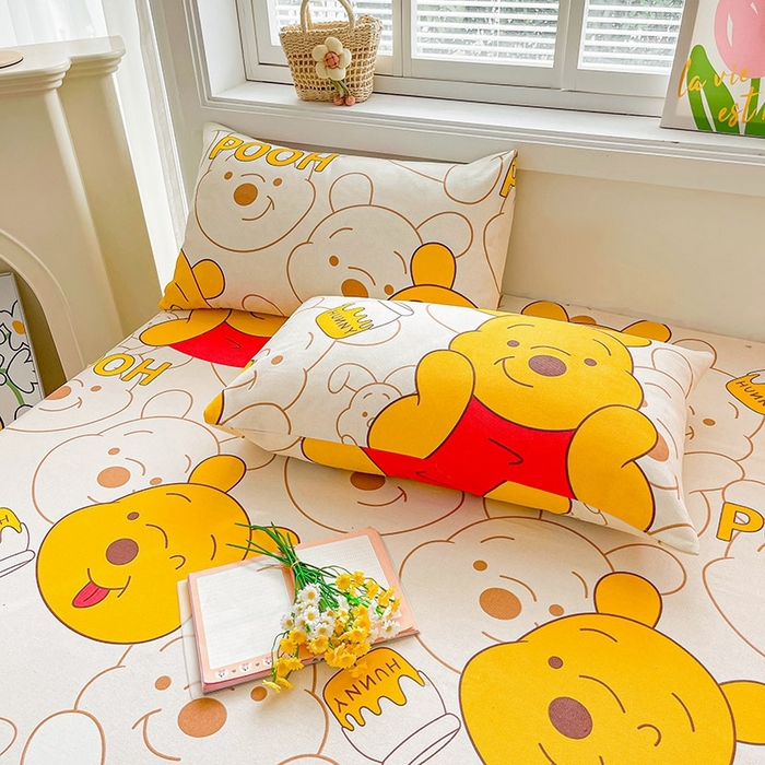 91家纺网 家纺一手货源 找家纺 晓时候2025新款老粗布床笠凉席 维尼熊