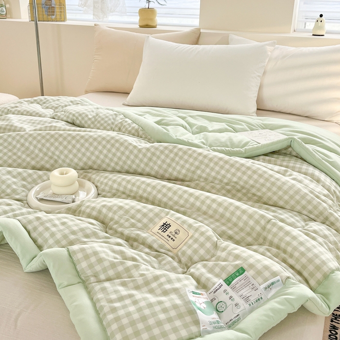 91家纺网 家纺一手货源 找家纺 爱宝被业 2025新款A类无印风针织棉新疆棉花夏被 远山