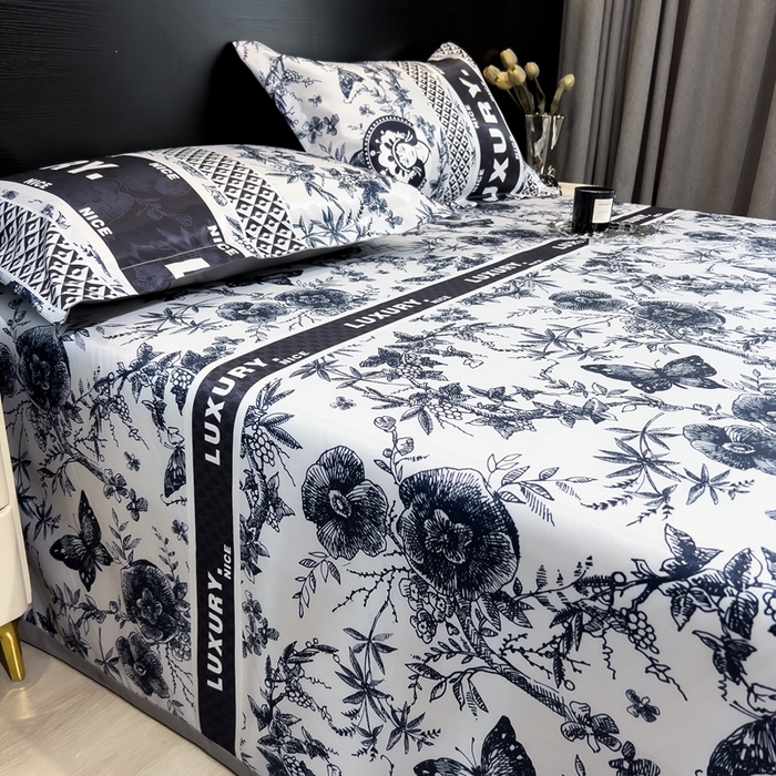 91家纺网 家纺一手货源 找家纺 许林 2025新款冰丝凉席床单款凉席三件套-凝夜