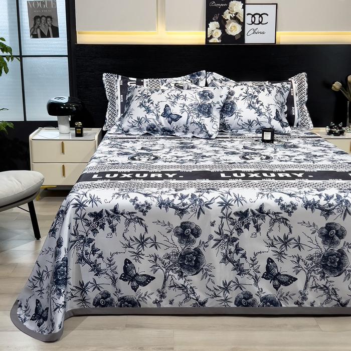 91家纺网 家纺一手货源 找家纺 许林 2025新款冰丝凉席床单款凉席三件套-凝夜