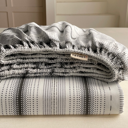 91家纺网 家纺一手货源 找家纺 雅居纺家纺 2025春夏新款全棉纯棉简约老粗布-单床笠 床笠单件凉席席 自由-灰