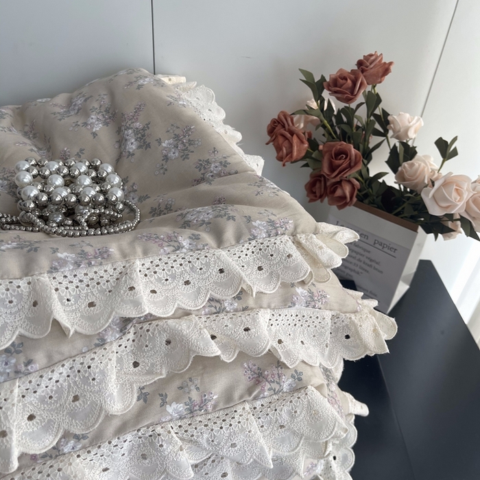 91家纺网 家纺一手货源 找家纺 莱豫2025新款法式纯棉夏被春秋被 花海米