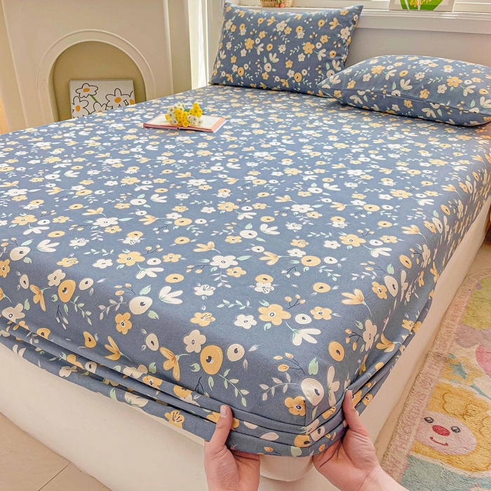 91家纺网 家纺一手货源 找家纺 晓时候2025新款老粗布床笠凉席 郁然花开