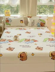 91家纺网 家纺一手货源 找家纺 佑佳家纺 2025年新款铂金棉芦荟棉单床笠，有配套枕套「支持定制各种尺寸」 萌动记