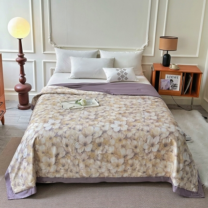 博尔菲  2025年新款数码印花AB版两用大豆夏凉被空调被夏被 数码印花 AB版-紫影栖花