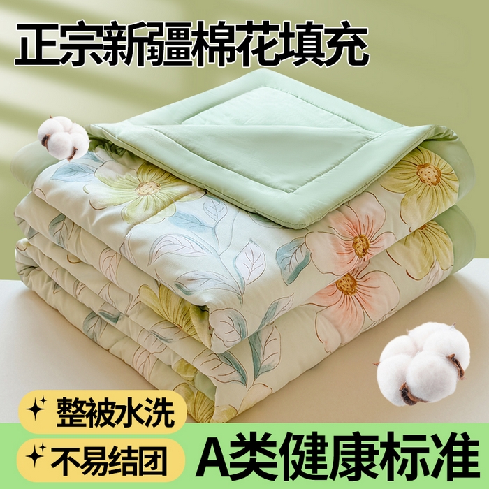 91家纺网 家纺一手货源 找家纺 雅颂缘 2025新款印花水洗棉新疆棉花夏被 花期无限