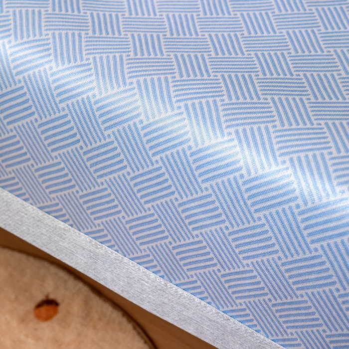 91家纺网 家纺一手货源 找家纺 凌云 2025新款学生宿舍提花凉感冰丝席 菱格-蓝