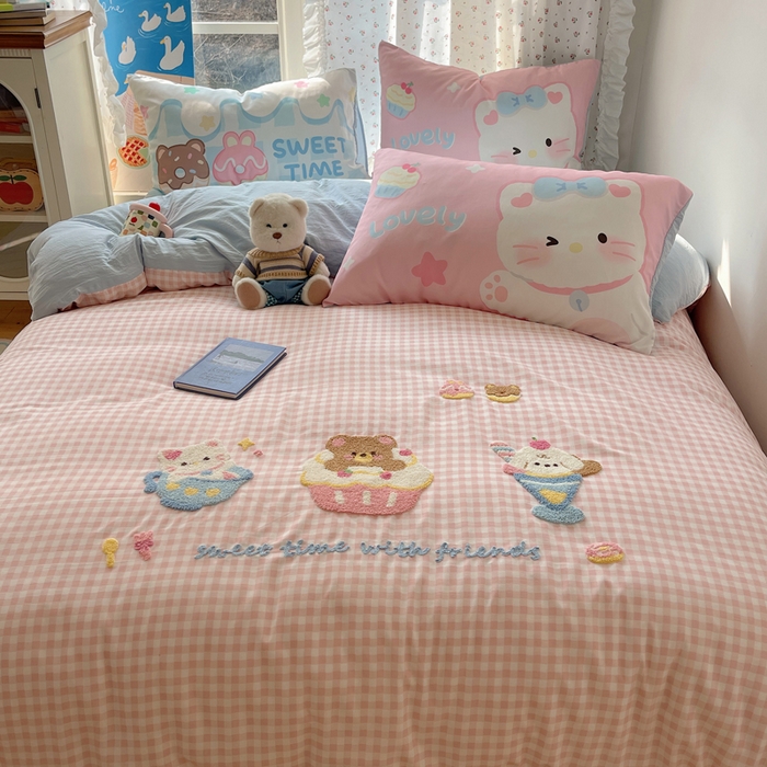 91家纺网 家纺一手货源 找家纺 慕澄家纺 2025新款毛巾绣小清新四件套 甜品会