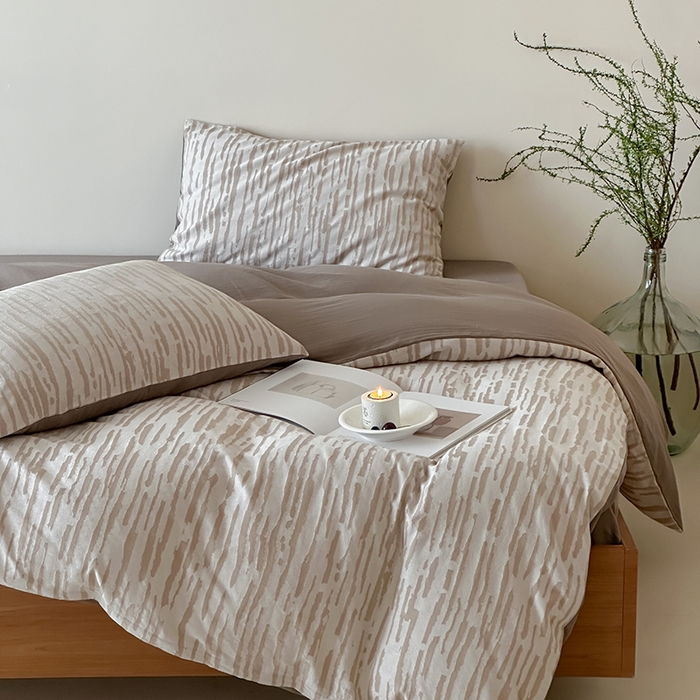 91家纺网 家纺一手货源 找家纺 梦享生活家居 2025新款色织三层提花人字纹面料四件套-斑驳系列 斑驳米咖