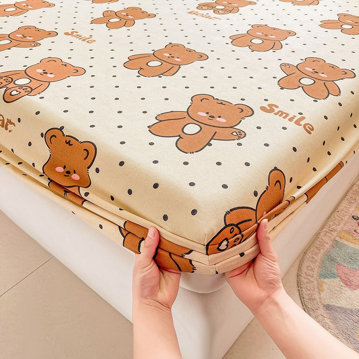 91家纺网 家纺一手货源 找家纺 晓时候2025新款老粗布床笠凉席 饼干熊