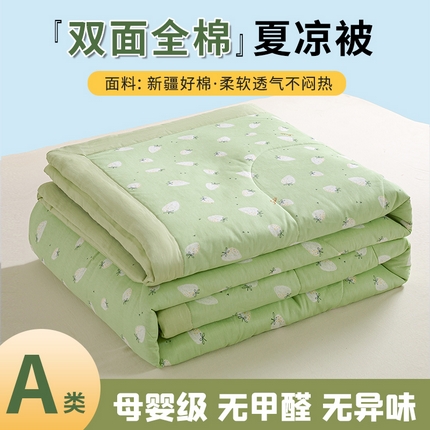 91家纺网 家纺一手货源 找家纺 沃尔居 2025新款双面全棉印花夏被可机洗小清新纯棉夏凉被薄被芯空调被子 雨汐