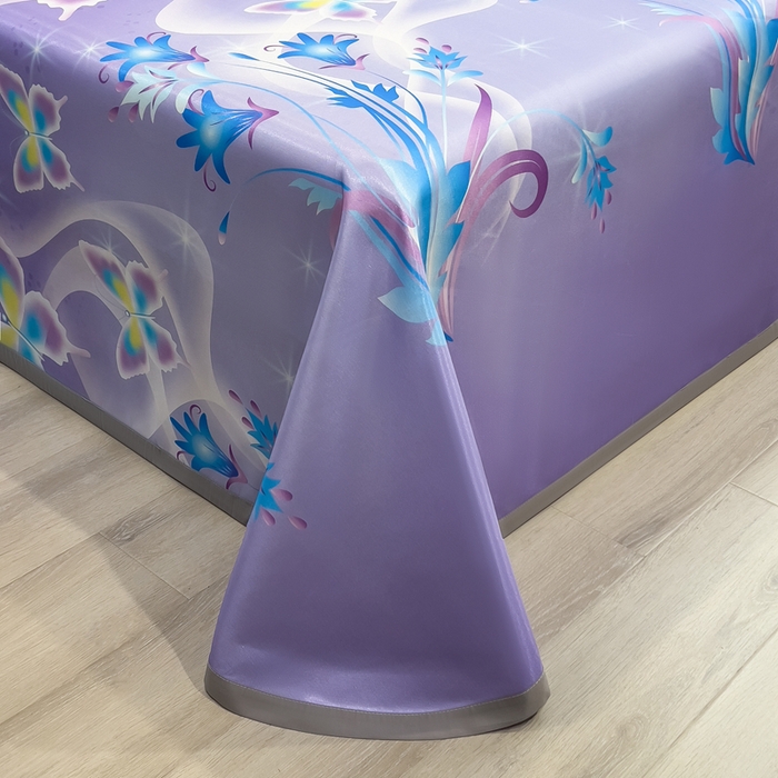 91家纺网 家纺一手货源 找家纺 许林 2025新款冰丝凉席床单款凉席三件套-紫色蝶海