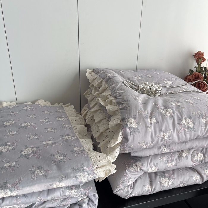 91家纺网 家纺一手货源 找家纺 莱豫2025新款法式纯棉夏被春秋被 花海紫