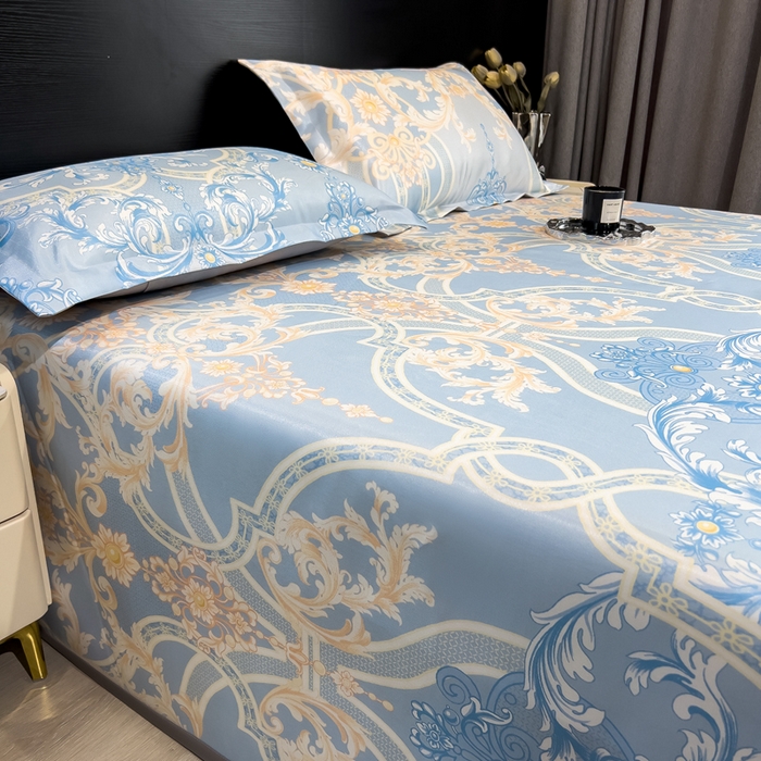 91家纺网 家纺一手货源 找家纺 许林家纺  2025新款冰丝凉席床单款凉席三件套 尤娜