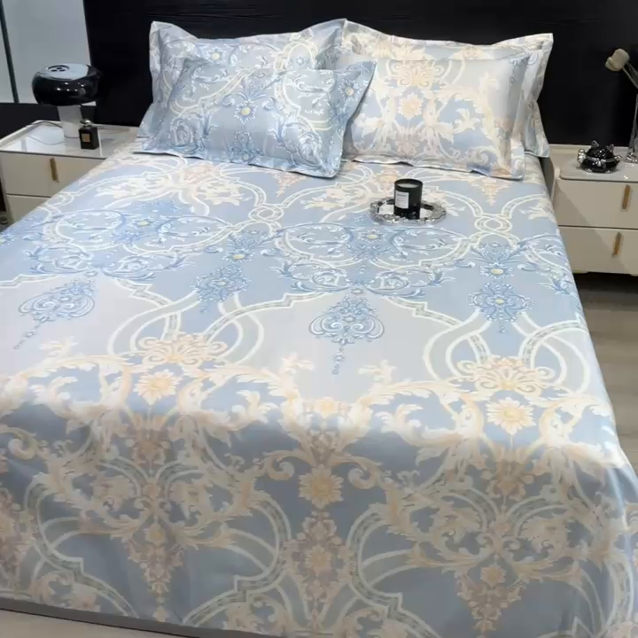 91家纺网 家纺一手货源 找家纺 许林家纺  2025新款冰丝凉席床单款凉席三件套 尤娜