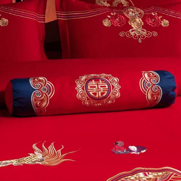 91家纺网 家纺一手货源 找家纺 慕她家纺 2025新款慕她婚庆四件套全棉纯棉结婚刺绣花多件套六八十床品 眷恋龙凤