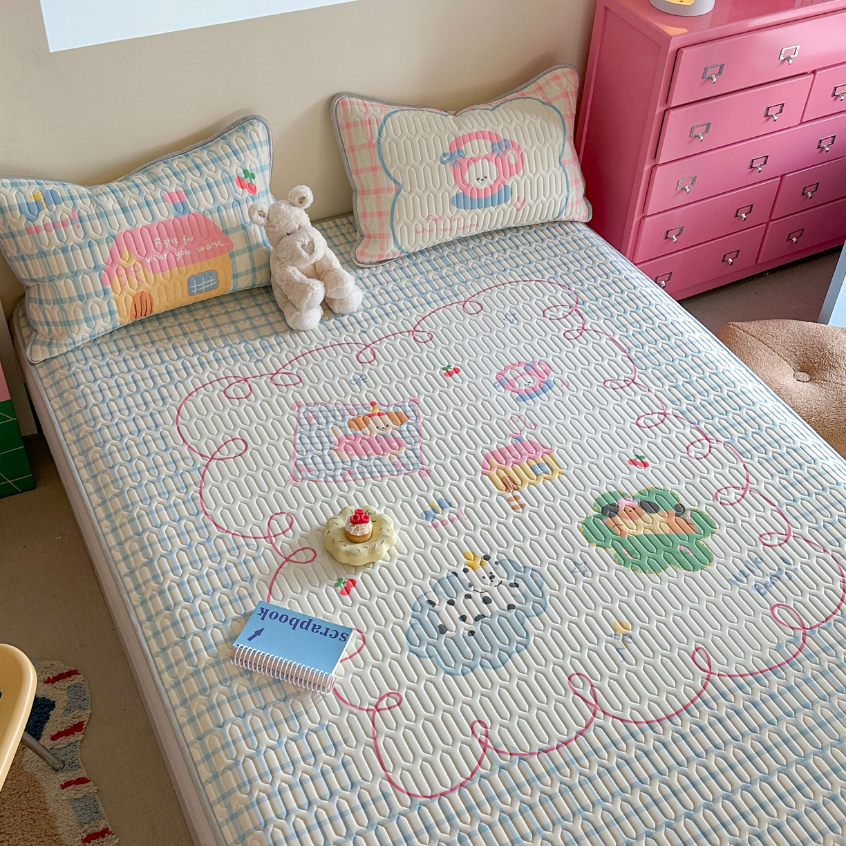 91家纺网 家纺一手货源 找家纺 美乐迪家纺2025新款凉感丝乳胶凉席夏被夏凉被空调被 玩趣