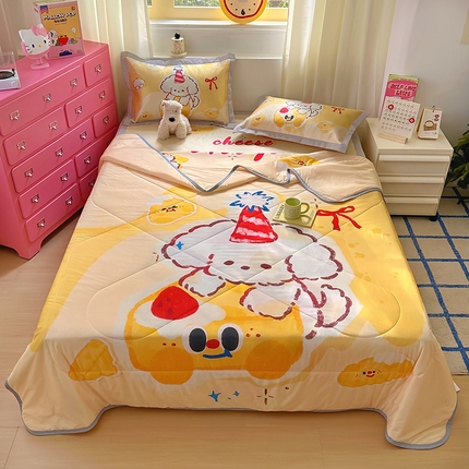 希诺2025新款大版卡通冰丝席夏被凉席四件套 芝士小狗