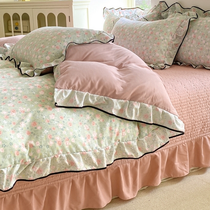 91家纺网 家纺一手货源 找家纺 （总）一比一2025新款赫本针织双层纱床盖四件套