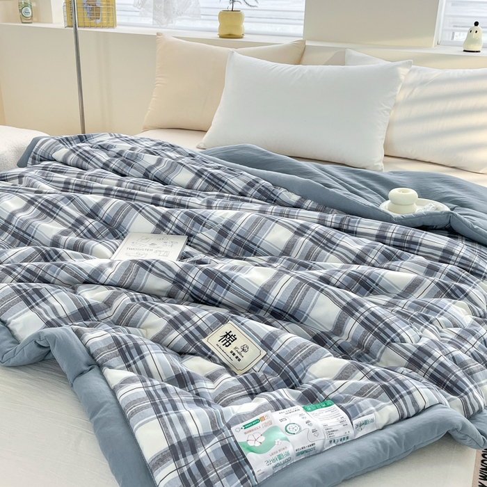 91家纺网 家纺一手货源 找家纺 爱宝被业 2025新款A类无印风针织棉新疆棉花夏被 心海