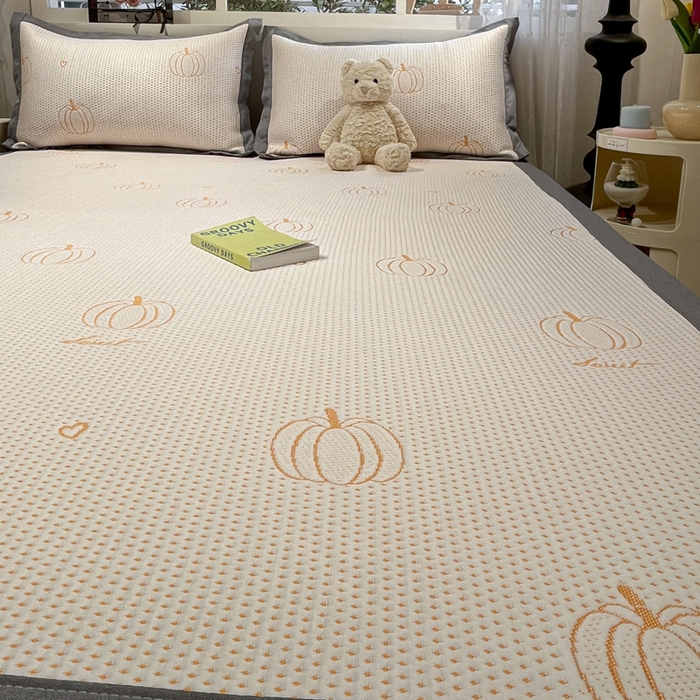 91家纺网 家纺一手货源 找家纺 雅居纺家纺 2025春夏新款A类加厚三明治底提花凉感席床席款 南瓜