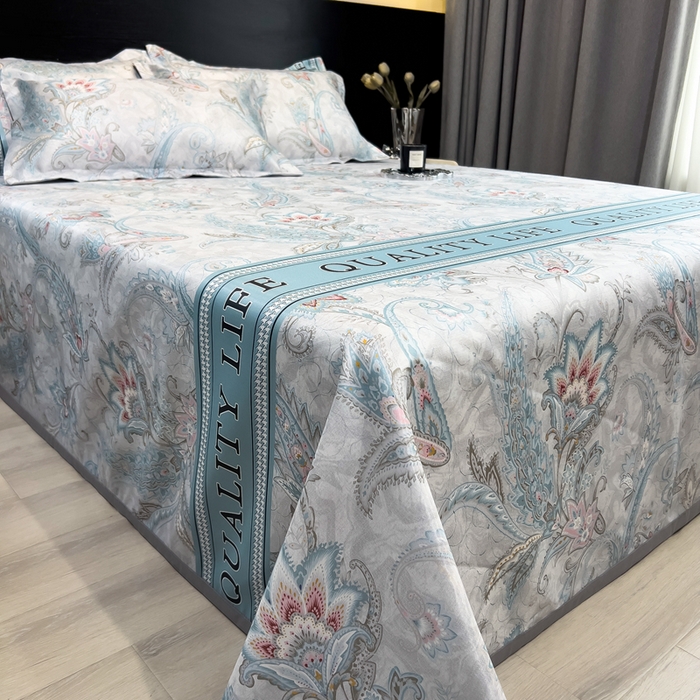 91家纺网 家纺一手货源 找家纺 许林家纺  2025新款冰丝凉席床单款凉席三件套 洛丽塔