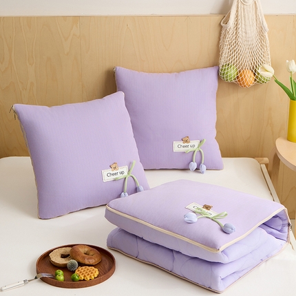 枕芯真意 2025新款小清新全棉多功能郁金香抱枕被 郁金香-丁香紫