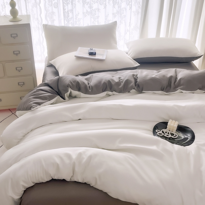 91家纺网 家纺一手货源 找家纺 （总）老K (原美阁） 2025新款爆款夏季纯色冰丝四件套 水洗真丝四件套纯色冰丝被套单品