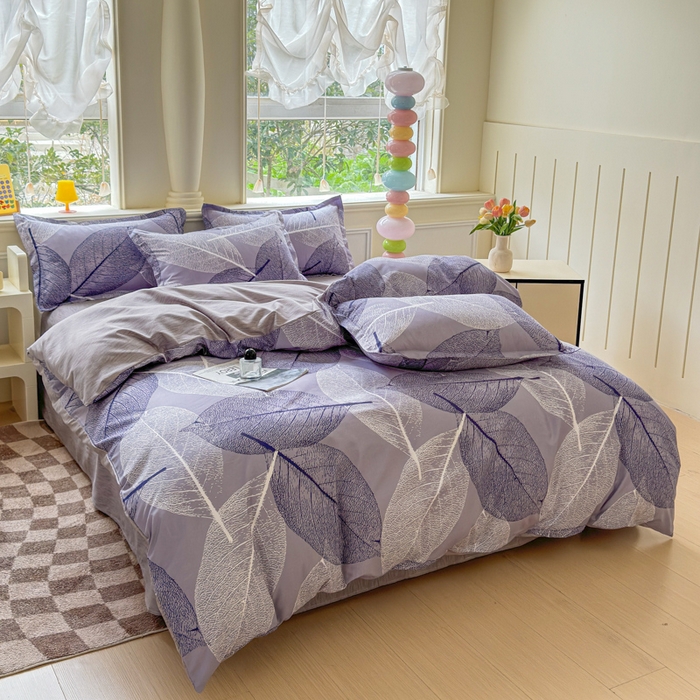 91家纺网 家纺一手货源 找家纺 佑佳家纺 2025年新款铂金棉芦荟棉学生三件套四件套 单被套 单枕套「支持定做各种尺寸」 芜叶