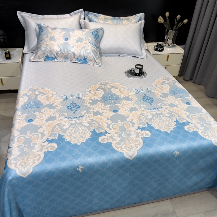 91家纺网 家纺一手货源 找家纺 许林家纺  2025新款冰丝凉席床单款凉席三件套 长夏