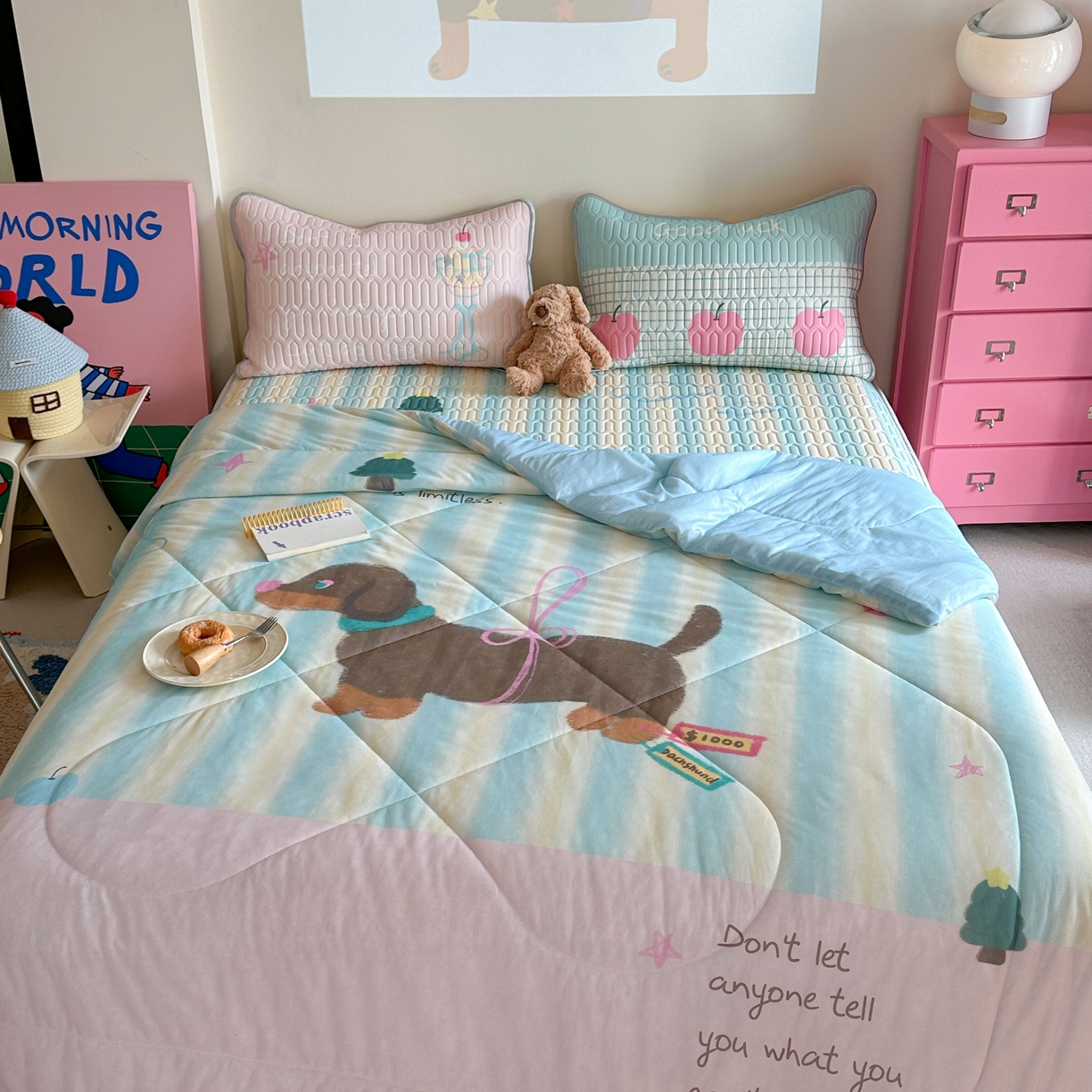 91家纺网 家纺一手货源 找家纺 美乐迪家纺2025新款凉感丝乳胶凉席夏被夏凉被空调被 露丝的腊肠狗