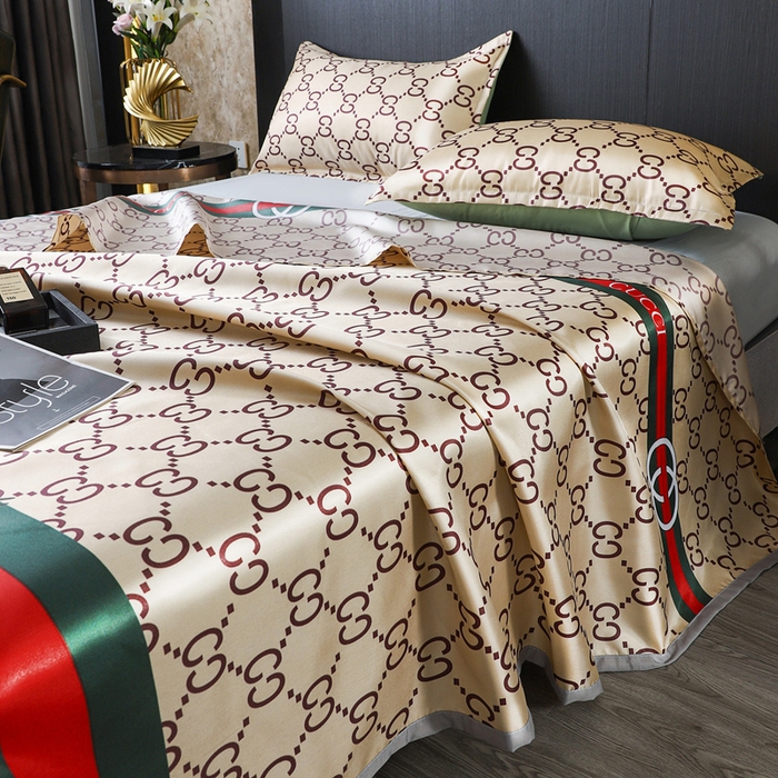 91家纺网 家纺一手货源 找家纺 许林 2025新款冰丝凉席床单款凉席三件套-小蜜蜂