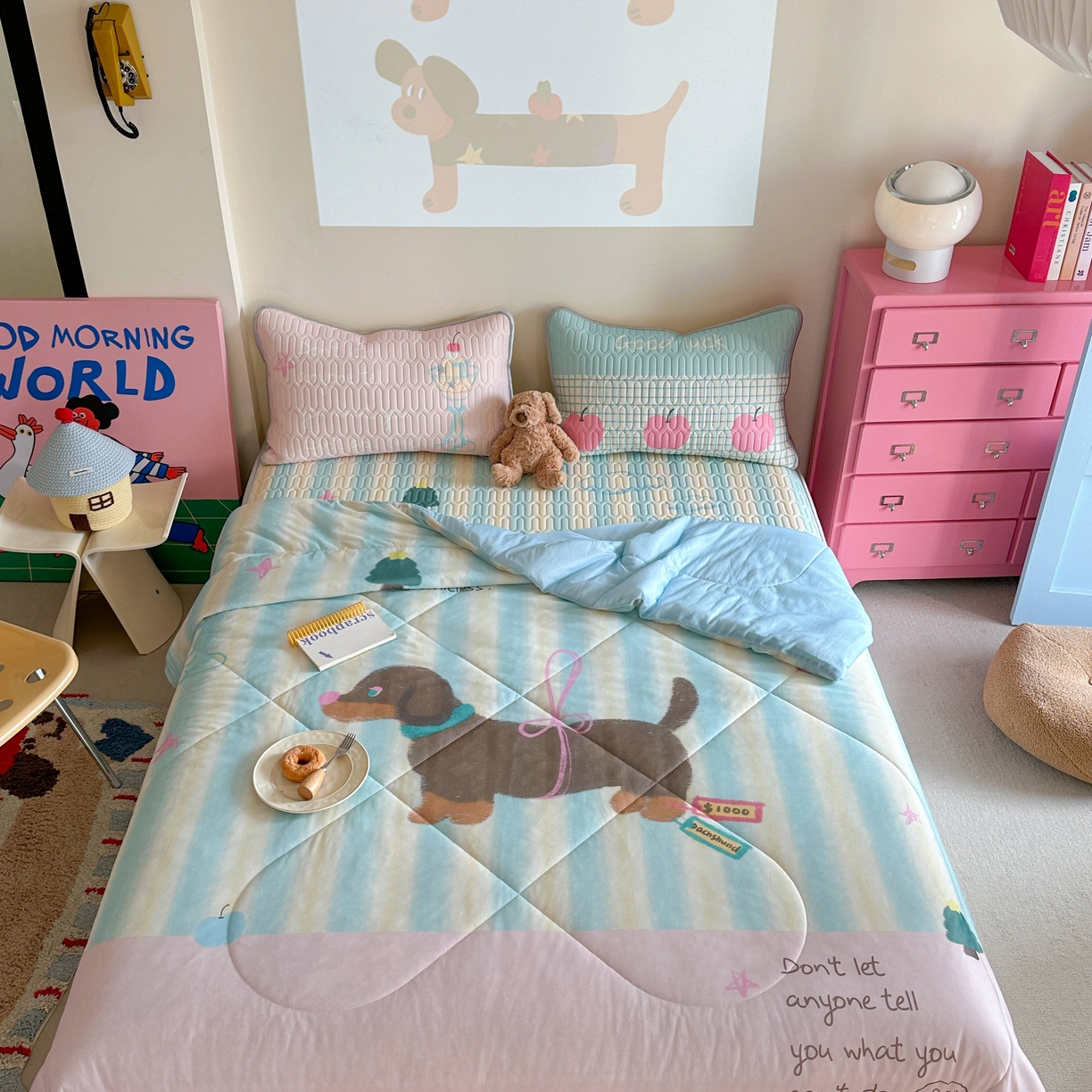 91家纺网 家纺一手货源 找家纺 美乐迪家纺2025新款凉感丝乳胶凉席夏被夏凉被空调被 露丝的腊肠狗