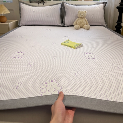 雅居纺家纺 2025春夏新款A类加厚三明治底提花凉感席床席款 小兔郁金香-蓝