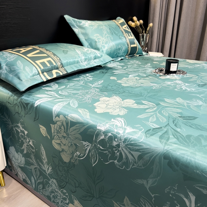 91家纺网 家纺一手货源 找家纺 许林家纺  2025新款冰丝凉席床单款凉席三件套 森林幻境