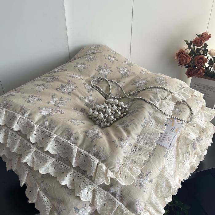 91家纺网 家纺一手货源 找家纺 莱豫2025新款法式纯棉夏被春秋被 花世界米