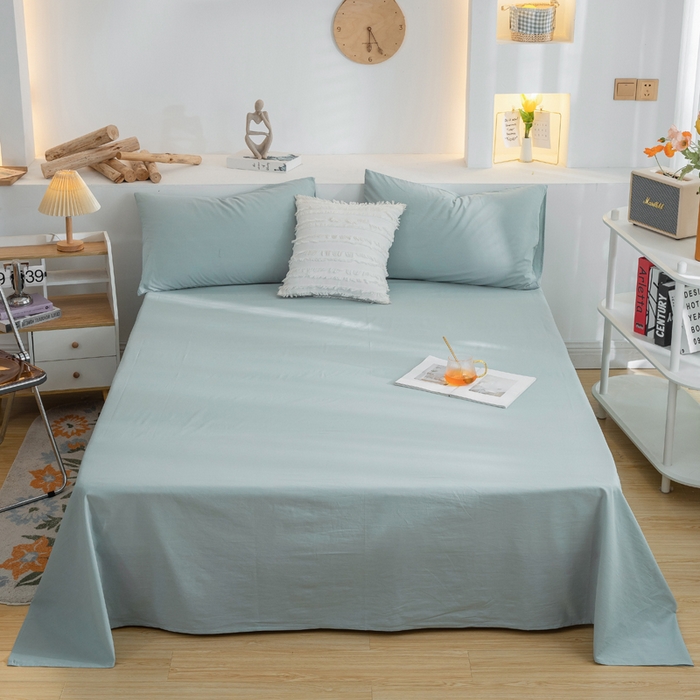 91家纺网 家纺一手货源 找家纺 2025新款全棉双拼水洗棉四件套 双拼-繁星蓝