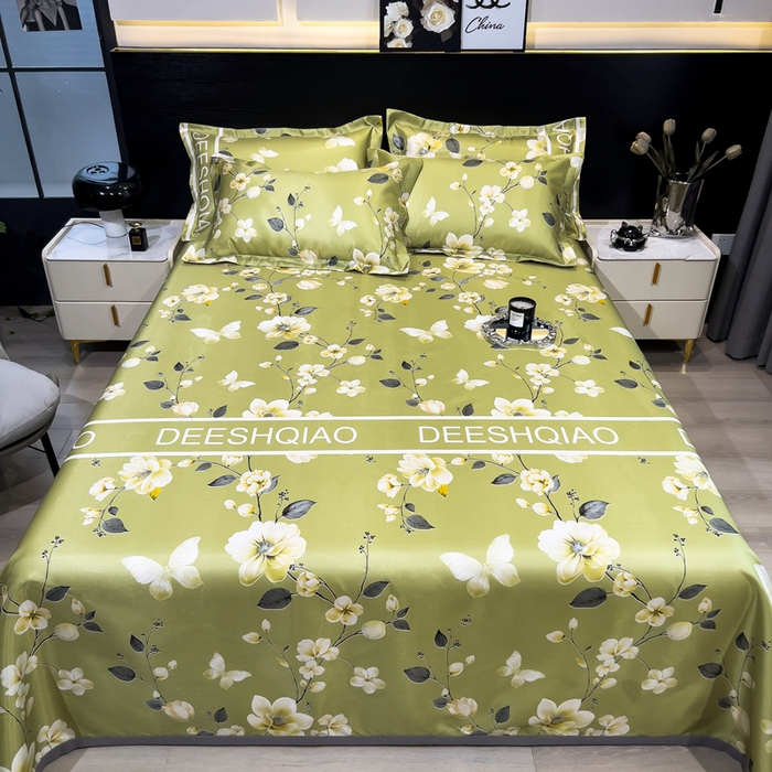 91家纺网 家纺一手货源 找家纺 许林 2025新款冰丝凉席床单款凉席三件套-小树梨