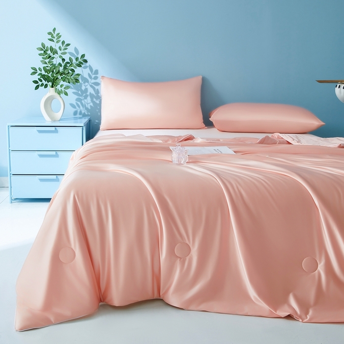 91家纺网 家纺一手货源 找家纺 芊梵 2025新款凉感丝夏被20%氨纶+80%锦纶夏凉被空调被 冰肌玉