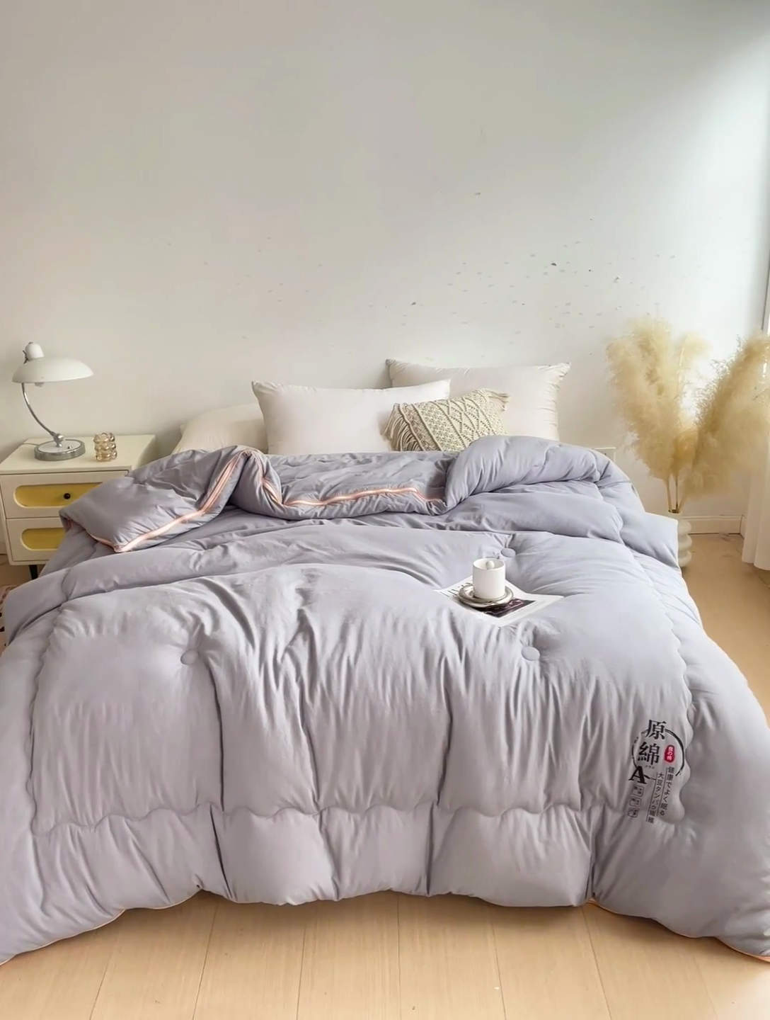 91家纺网 家纺一手货源 找家纺 思雅庭 2025新款水洗棉大豆纤维子母被  春秋被 夏被 四季被 被子被芯 灰色