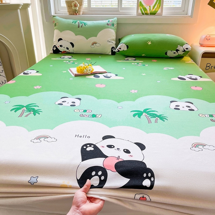 91家纺网 家纺一手货源 找家纺 晓时候2025新款老粗布床笠凉席 熊猫假日