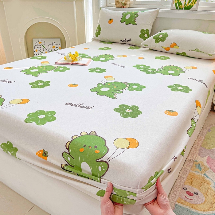 91家纺网 家纺一手货源 找家纺 晓时候2025新款老粗布床笠凉席 恐龙乐园