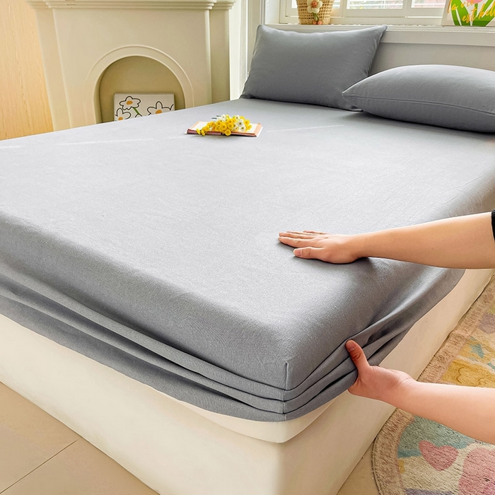 91家纺网 家纺一手货源 找家纺 晓时候2025新款老粗布床笠凉席 高级灰