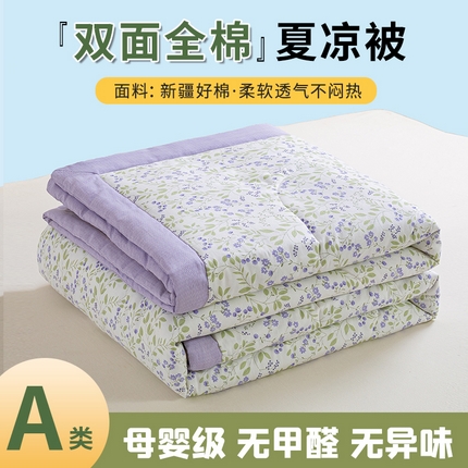 91家纺网 家纺一手货源 找家纺 沃尔居 2025新款双面全棉印花夏被可机洗小清新纯棉夏凉被薄被芯空调被子 雨汐