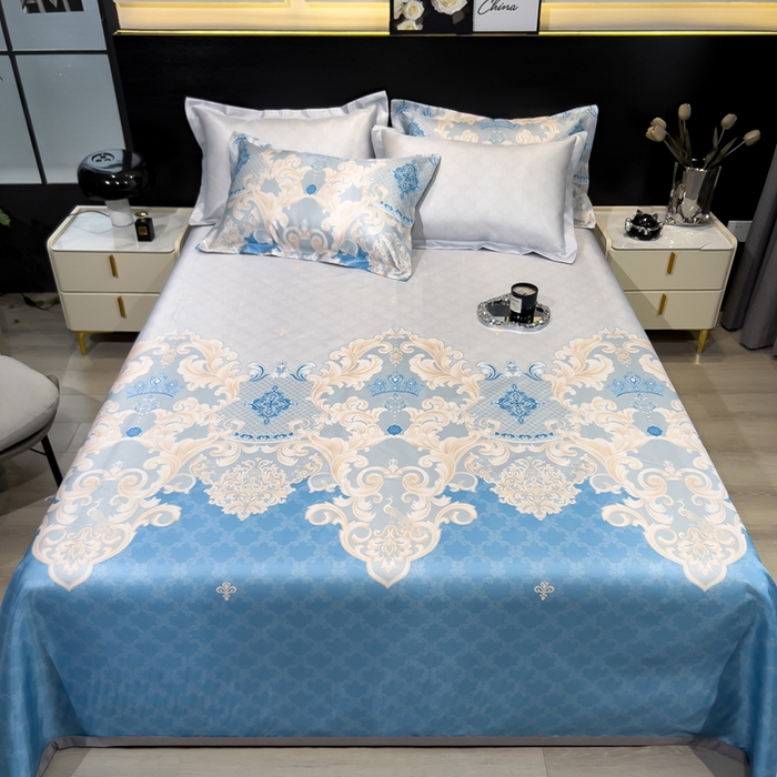 91家纺网 家纺一手货源 找家纺 许林家纺  2025新款冰丝凉席床单款凉席三件套 长夏