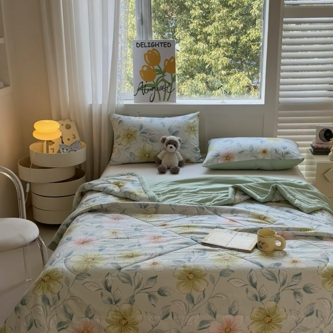 91家纺网 家纺一手货源 找家纺 雅颂缘 2025新款印花水洗棉新疆棉花夏被 花期无限