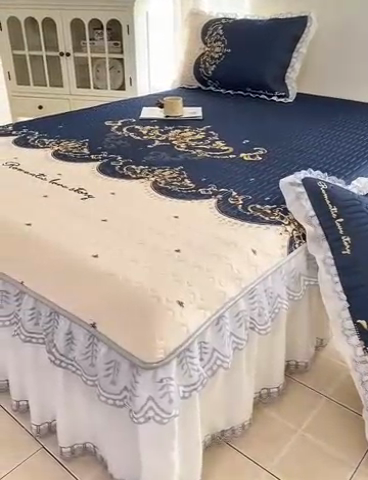 91家纺网 家纺一手货源 找家纺 麋兔 2025新款冰丝床裙乳胶凉席席子 帝凡尼